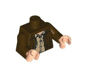 LEGO Dunkelbraun Indiana Jones Torso mit Jacke over Rumpled Beige Hemd (973 / 76382)