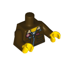 LEGO Marron foncé Jake Raines Minifig Torse avec Aviateur Jacket & 'SMH' (76382 / 88585)