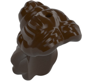 LEGO Tummanruskea Pitkät hiukset jossa Parted Otsatukka, Curls ja Bun (23955 / 86227)