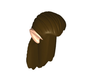 LEGO Dark Brown Long Straight Hair with Light Flesh Ears (11793 / 13329)