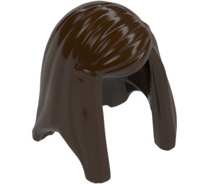 LEGO Dark Brown Long Straight Hair with Side Part (92083)