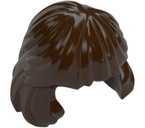 LEGO Donkerbruin Halflang haar, gekamd Behind Ear (36037)