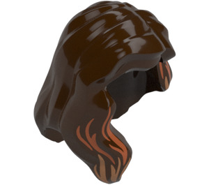 LEGO Dark Brown Mid-Length Hair with Side Parting with Flesh Streaks (85974)