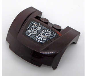 LEGO Dark Brown Mudgard Bonnet 3 x 4 x 1.3 Curved with Silver Parts of Engine Compartment Sticker (98835)