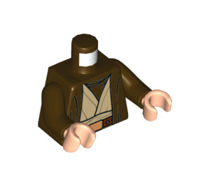 LEGO Mørkebrun Obi Wan Kenobi med Grå Hår og Dark Brun Robe Minifig Torso (973 / 76382)