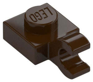 LEGO Dark Brown Plate 1 x 1 with Horizontal Clip (Thick Open 'O' Clip) (52738 / 61252)