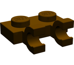 LEGO Dunkelbraun Platte 1 x 2 mit Horizontal Clips (flache Clips) (60470)