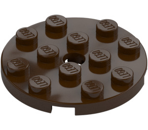 LEGO Dark Brown Plate 4 x 4 Round with Hole and Snapstud (60474)