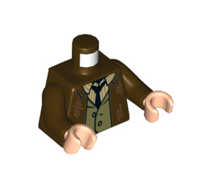 LEGO Mørkebrun Remus Lupin med Brun Dragt Minifig Torso (973 / 76382)