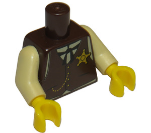 LEGO Ciemny brąz Sheriff Minifigurka Tułów (973 / 88585)