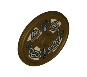 LEGO Marron Foncé Bouclier - Rond avec Tenon avec Dragon Heads et Knots (91884 / 95055)