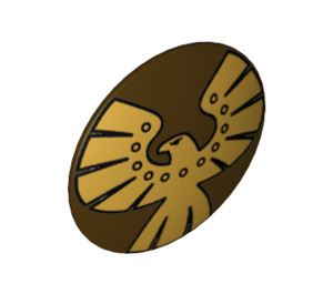 LEGO Dunkelbraun Schild mit Gebogen Gesicht mit Gold Eagle (13908 / 75902)