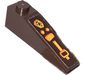 LEGO Dark Brown Slope 1 x 4 x 1 (18°) with Lever and Rock Buttons Right Sticker (60477)