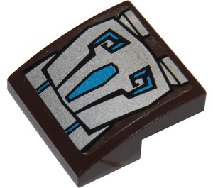 LEGO Dark Brown Slope 2 x 2 Curved with Mechanical Hand with Blue and Silver Armor Plates Sticker (15068)