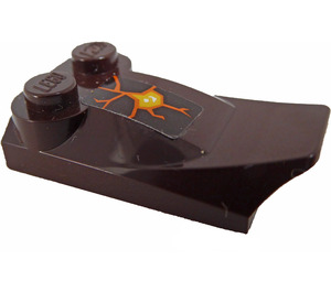 LEGO Dark Brown Slope 2 x 3 x 0.7 Curved with Wing with Yellow Lava and Orange Cracks Sticker (47456)