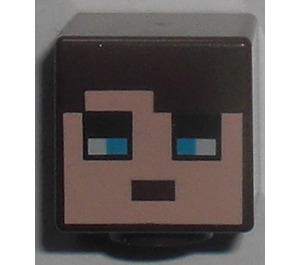 LEGO Dark Brown Square Minifigure Head with Face with Medium Azure Eyes (19729)