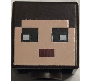 LEGO Dark Brown Square Minifigure Head with Minecraft Skin 3 Pattern (19729)