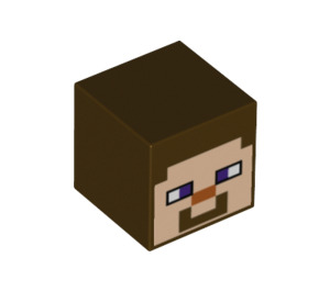 LEGO Dark Brown Square Minifigure Head with Minecraft Steve (19729)