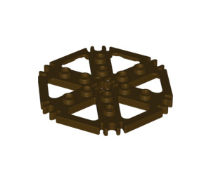 LEGO Dark Brown Technic Plate 6 x 6 Hexagonal with Six Spokes and Clips with Hollow Studs (64566)