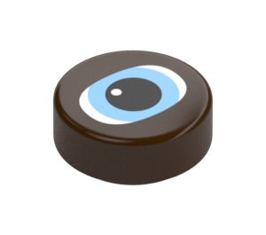 LEGO Dark Brown Tile 1 x 1 Round with blue eye (35380 / 104336)