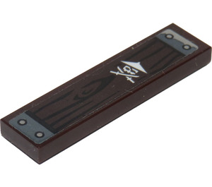 LEGO Dark Brown Tile 1 x 4 with Wood Grain, 4 Nails and Skull with Crossbones Sticker (2431)