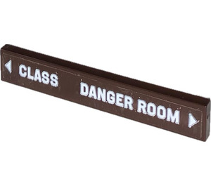 LEGO Dark Brown Tile 1 x 6 with Class Danger Room Sticker