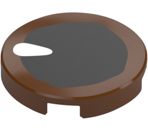 LEGO Dark Brown Tile 2 x 2 Round with Ankylosaurus Eye with Bottom Stud Holder (14769)