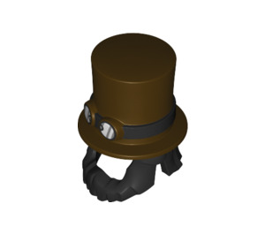 LEGO Dark Brown Top Hat with Goggles and Black Hair and Beard (50044)
