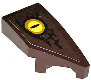 LEGO Dark Brown Wedge 1 x 2 Right with Left Dragon Eye Sticker (29119)