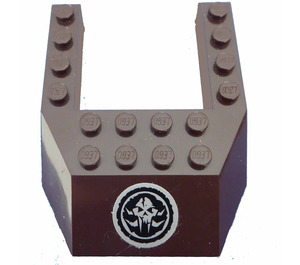 LEGO Dark Brown Wedge 6 x 8 with Cutout with Silver Alien Head Skull Round Sticker (32084)