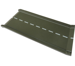 LEGO Dark Gray Baseplate 16 x 32 Roadway Ramp Inclined with White Center Stripe Pattern (30477)