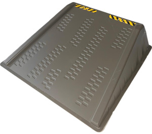 LEGO Dark Gray Baseplate 190 x 190 x 50 mm Technic Racers Ramp with Yellow and Black Scratched Danger Stripes Sticker (30498)