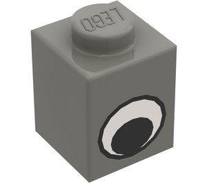 LEGO Mørk grå Kloss 1 x 1 med Øye uten prikk på pupill (40038 / 48409)