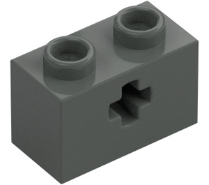 LEGO Grigio scuro Mattoncino 1 x 2 con Foro dell'asse ('+' apertura e tubo inferiore) (31493 / 32064)