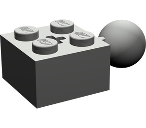 LEGO Dark Gray Brick 2 x 2 with Ball Joint and Axlehole without Holes in Ball (57909)
