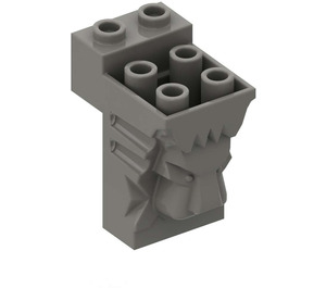 LEGO Dark Gray Brick 2 x 3 x 3 with Lion's Head Carving and Cutout (30274 / 69234)