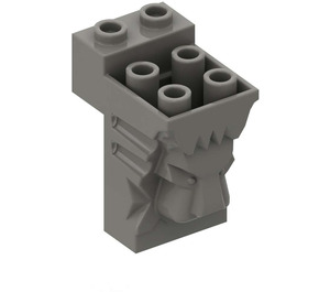 LEGO Gris foncé Brique 2 x 3 x 3 avec Lion's Diriger Carving et Coupé (30274 / 69234)