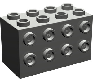 LEGO Dunkelgrau Backstein 2 x 4 x 2 mit Bolzen auf Sides (2434)