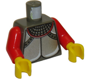 LEGO Mørkegrå Slot Torso med Sølv Breastplate og Chainmail med Rød Arme og Gul Hænder (973 / 73403)