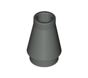 LEGO Mørkegrå Cone 1 x 1 uden top rille (4589 / 6188)