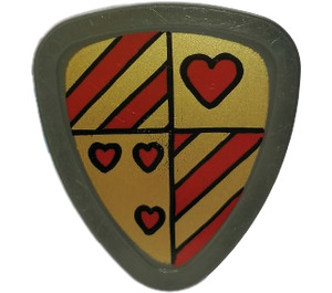 LEGO Dark Gray Duplo Shield triangular with red stripes and hearts on golden background