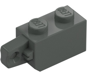 LEGO Mørkegrå Hængsel Klods 1 x 2 Låsning med Single Finger (Lodret) på Ende (30364 / 51478)