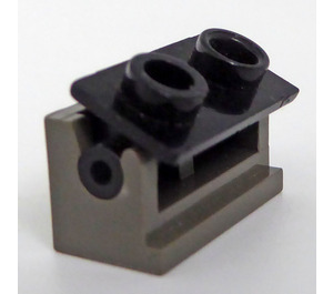 LEGO Dunkelgrau Scharnier Backstein 1 x 2 mit Schwarz oben Platte (3937 / 3938)