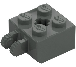 LEGO Mörkgrå Gångjärn Kloss 2 x 2 Låsning med Axlehole och Dual Finger (40902 / 53029)