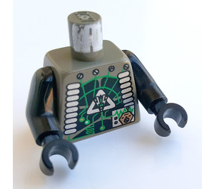 LEGO Donkergrijs Insectoids Ruimte Torso met Groen Circuitry (973)