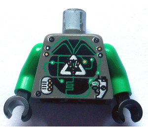 LEGO Dark Gray Insectoids Villian with Airtanks Minifigure head with Green Hair and Copper Eyepiece Torso (973)