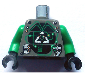 LEGO Dark Gray Insectoids Villian with Airtanks Minifigure head with Green Hair and Copper Eyepiece Torso (973 / 73403)