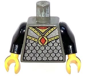 LEGO Donkergrijs Minifiguur Torso met Scale Mail en Rood Diamant (973 / 73403)