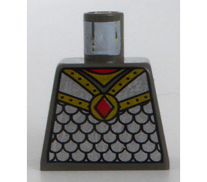 LEGO Dark Gray Minifig Torso without Arms with Knights Kingdom Scale Mail and Red Diamond (973)