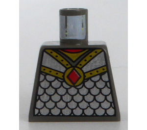 LEGO Dunkelgrau Minifig Torso ohne Arme mit Knights Kingdom Scale Mail und rot Diamant (973)